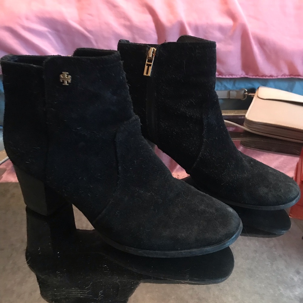 Tory Burch Black suede ankle boots booties